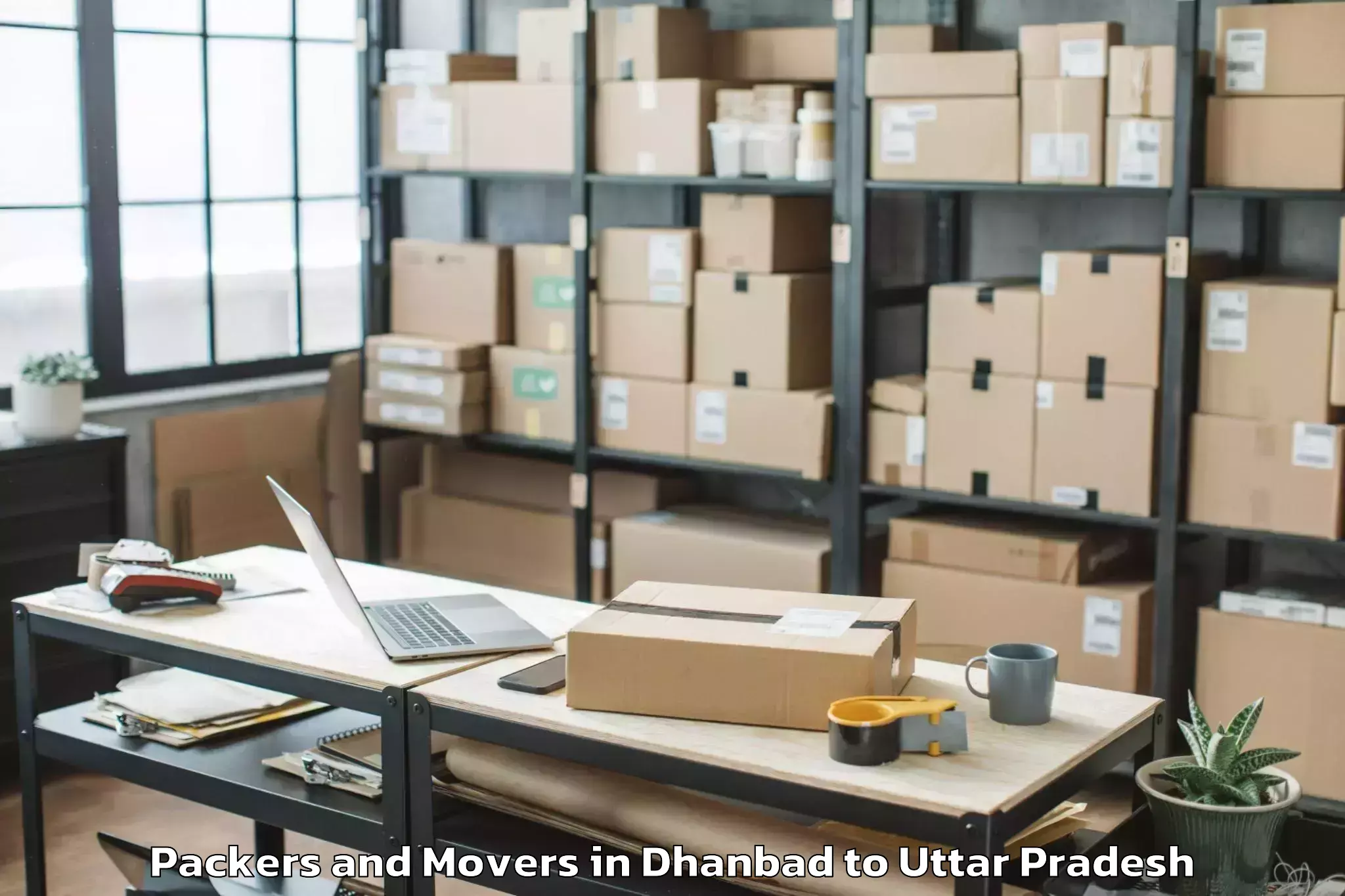 Dhanbad to Gahmar Packers And Movers Booking